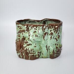 Frankoma Pottery Prairie Green Cork Tree Vase Planter B 3